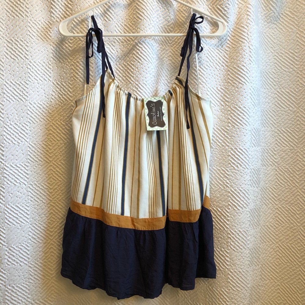 Navy & Gold Striped Tank